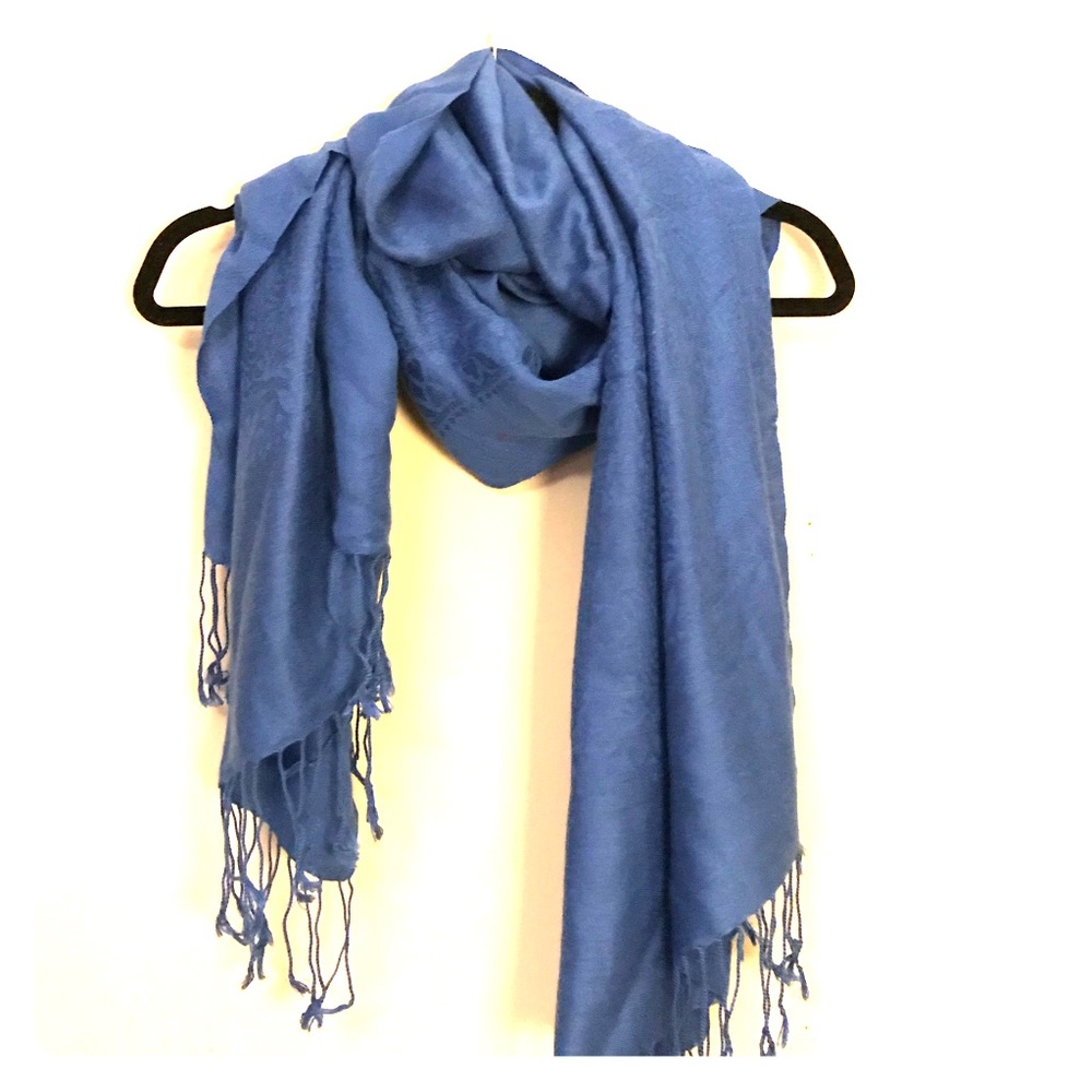 Royal Blue Pashmina Silk Blend Scarf